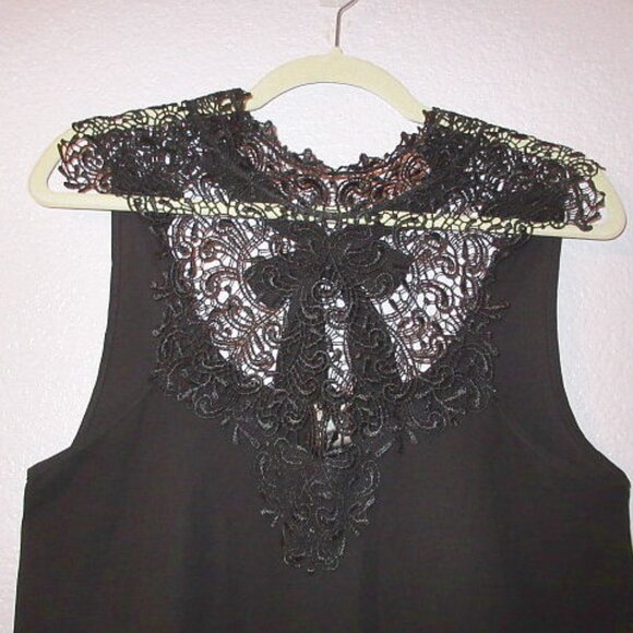 Vtg Y2K Sheer Mesh Tunic Top Size S Lace Neck Tie Back Steampunk Grunge Goth 90s - Picture 2 of 7